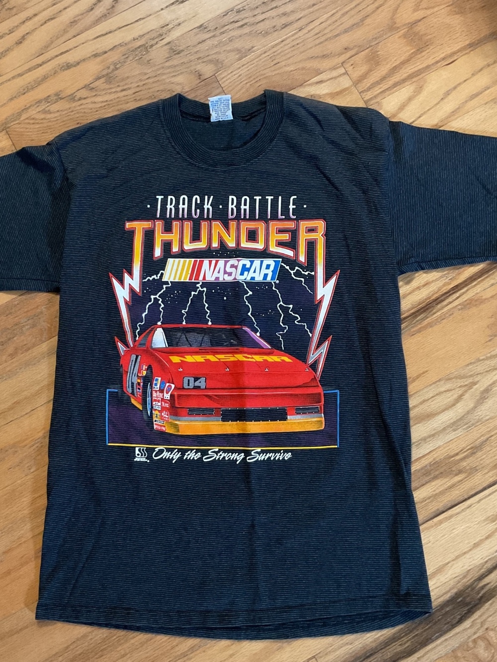 Vintage 90s NASCAR Track Battle Thunder T Shirt Single Stitch Cal Cru Size Large